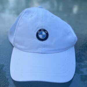 BMW White Embroidered Logo Baseball Cap — Velcro Back Adjustable Hat